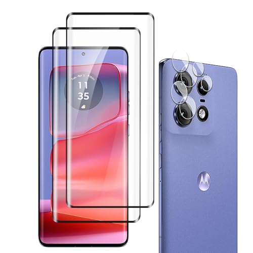 QWFORQW [2+2 Pack for Motorola Edge 50 Pro 5G Screen Protector + Camera Lens Protector Tempered Glass, 9H HD Anti-Scratch Case Friendly for Motorola Edge 50 Pro 5G Tempered Glass Film