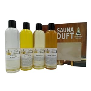 Dufte Momente Weihnachtsduft 4 x 250ml Saunaaufguss Konzentrat – Bratapfel, Kaminfeuer, Lebkuchen, Orange-Honig – das exklusive Set zur Weihnachtszeit in einer attraktiven Umverpackung