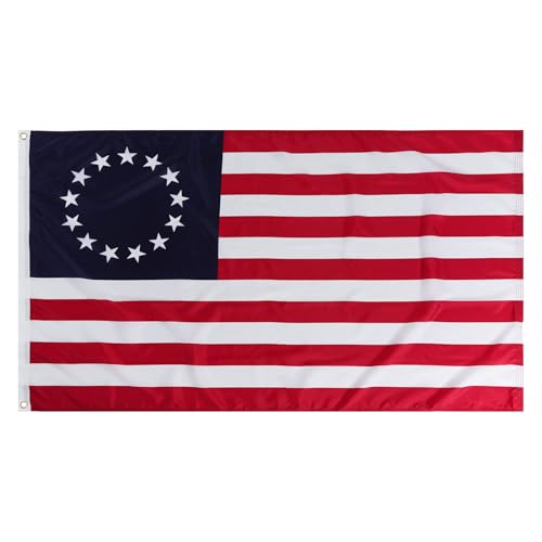 Betsy Ross Flag 3X5 Ft Outdoor 13 Star American Flags Double Stitched USA Historical Colonies Banner with 2 Brass Grommets for 250th Anniversary Indoor Decor