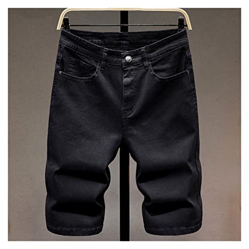 Short en denim masculin noir et ample avec taille élastique légère RLKHXBS