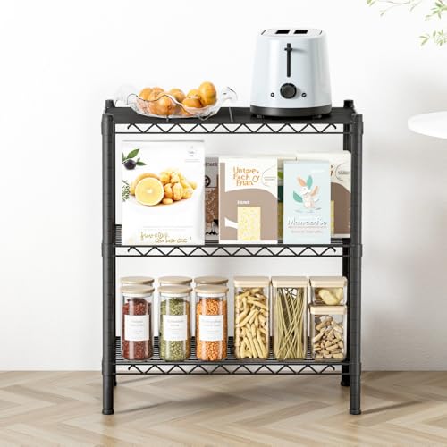 Artiss 3-Tier Storage Shelving Unit, Adjustable Garage Storage Shelves, Heavy Duty Kitchen Storage Rack Wire Shelf Unit