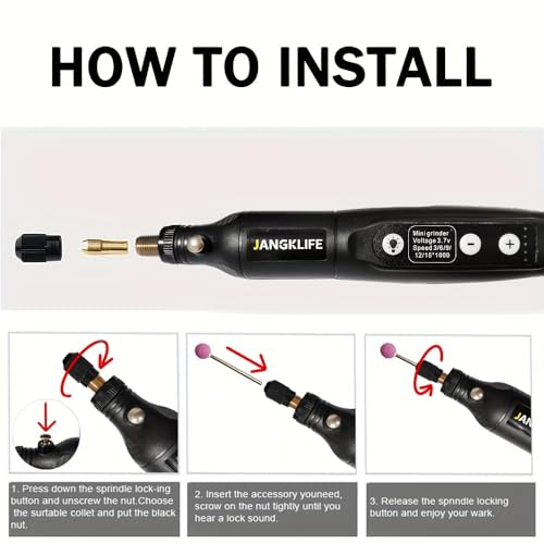 JANGKLIFE Mini Cordless Rotary Tool Kit, 5-Speed Adjustable and USB Rechargeable with 61 Accessories for Sanding, Polishing, Drilling, Etching, Engraving, DIY Crafts, HJ202 - Image 7