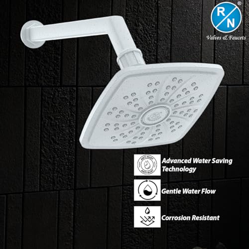 Image of RN PTMT Superior Plastic Overhead Shower with 12 inch Shower Arm (Marble) | Shower Size: 13X13cm | RainFall Shower RNPTS18B11