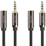 FosPower 6 Feet 3.5mm Male to 3.5mm Female Auxiliary (2 Pack), 4-Conductor TRRS Stereo Audio Extension Cable [24K Gold Plated Connectors] for Apple, Samsung, Motorola, HTC, Nokia, LG, Sony & More