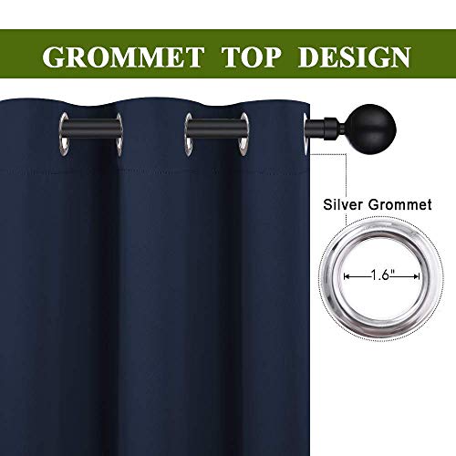 Image of NICETOWN Blackout Draperies Curtains, All Season Thermal Insulated Solid Grommet Top Blackout Curtains /Drapes for Kid's Room (Navy, 1 Pair, 34 x 72 inches)