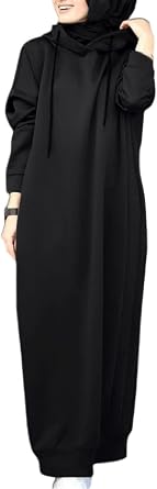 kiobrvhe Womens Maxi Long Hoodie Dress Pullover Sweatshirt for Muslin Girl Spring Fall Autumn Winter Loose Dress