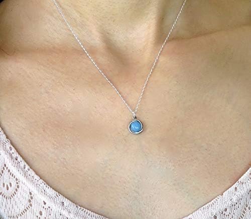 Aquamarine Necklace with Single Stone for Women, Small 925 Sterling Silver Pendant, Dainty Minimalist Blue March Birthstone, Boho Style - Image 6