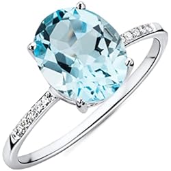 Miore mujer 9 k (375) oro blanco talla ovalada azul topacio diamante