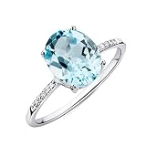 (109+) Migliori anelli da donna di tendenza '2026' 40 Miore Anello Donna Topazio Blu con Diamanti taglio Brillante Oro Bianco 9 Kt / 375