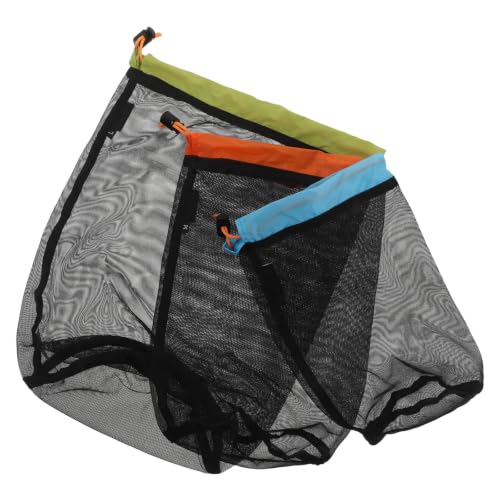 3pcs Mesh Stuff Sack with Drawstring Closure for Hiking and Camping