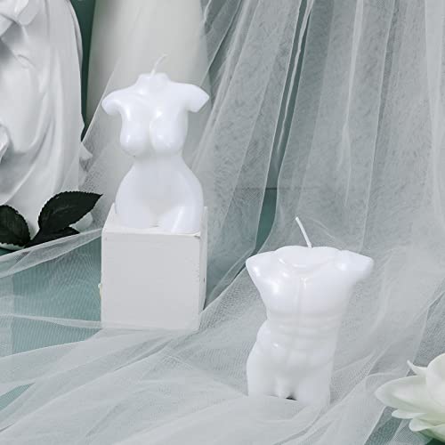 2 Pieces Body Shaped Candle Female Body Candle Men Torso Candle Soy Wax Scented Candle Scented Candle Male Body Candle Decorative Candle For Bedroom Bathroom Wedding (Milk White) #TOP5