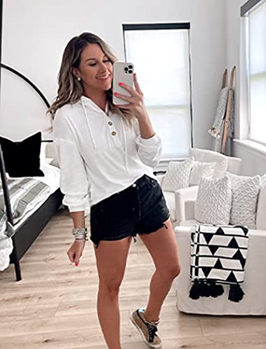 Saloogoe Womens White Sweatshirts Plain Lightweight Hoodies For Ladies Summer Aesthetic L #TOP1