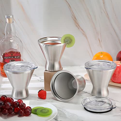 Set Of 4 Martini Margarita Tumbler, 10 Oz Martini Glasses Stainless Steel Vacuum Insulated Cocktail Tumbler Cooling Cups With Lid For Hot Cold Water Juice Cocktail Graduation Party Favors (Nude) #TOP6