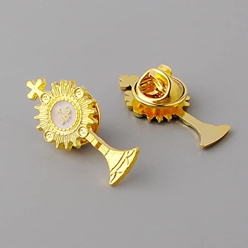 Luomu 6 Sets Of Gold Tone First Communion Lapel Pin Gifts Catholic 1 Inch Ihs Breastpin For Girl Boy Eucharistic Minister (B) #TOP3