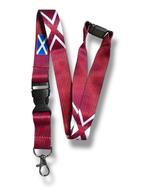 PAC Supplies Global Scottish Tartan Pattern Lanyard/ID badge holder with Detachable Buckle Clip (5, Stewart Royal Red)