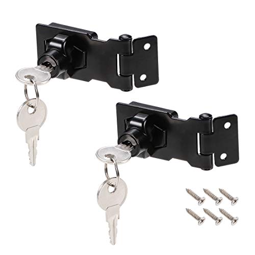 Uxcell 3-Inch Keyed Hasp Locks Zinc Alloy Twist Knob Keyed Locking Hasp W Screws For Door Cabinet Keyed Different Black 2Pcs #TOP9
