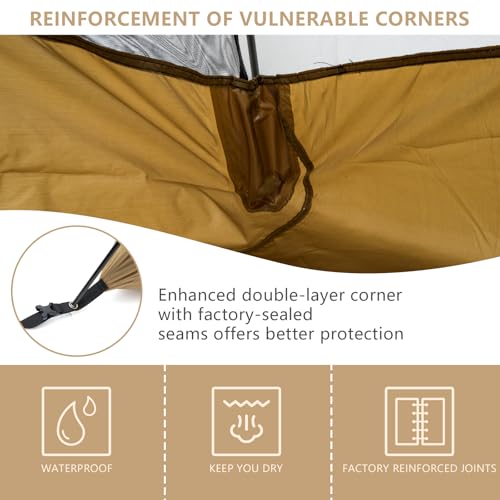 BISINNA Lightweight 2-Person Backpacking Tent - Waterproof 3-Season Camping Tent with Aluminum Poles for Outdoor Hiking and Travel (Brown) - Image 5