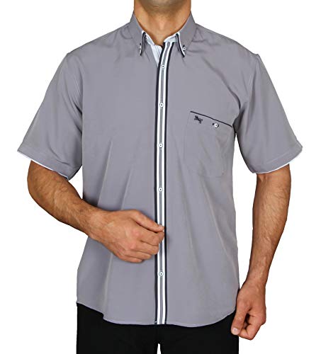 Chemise de créateur courte gris HK Mandel l'excellence de la microfibre