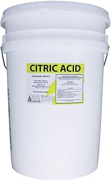 Duda Energy ca50 50 lb. Pail of Non-GMO Organic Citric Acid, Food Grade FCC/USP, Anhydrous, Pure Fine Granular