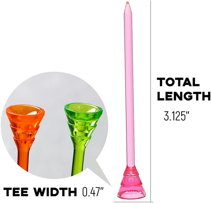 review ENHUA GOLF Plastic Tees,50 Pack 3-1/4 Inch Long,Reduce Friction Golf Ball Tee Bulk,Small Cup tee,Durable Reusable and Unbreakable Multicolor