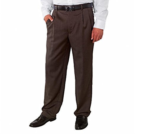 Kirland Signature Men's Wool Pleated Pants (30X30, Brown Herringebone)