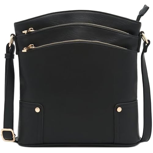 ALYSSA Triple Zip Pocket Large Crossbody Bag