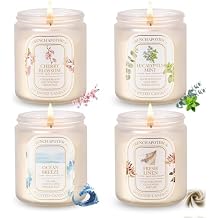 YINUO Scented Candles Gift Set 4 Pack Natural Soy Wax Aromatherapy Candles, Eucalyptus Mint, Floral & Fresh Scents, Long-Lasting Clean Burn Candle for Home Relaxation & Birthday Gifts for Women