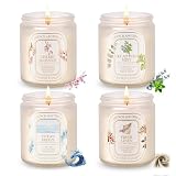 YINUO Scented Candles Gift Set – 4 Pack Natural Soy Wax Aromatherapy Candles, Eucalyptus Mint, Floral & Fresh Scents, Long-Lasting Clean Burn Candle for Home Relaxation & Birthday Gifts for Women