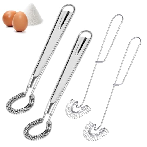 4 Stück Schneebesen Edelstahl, schneebesen, spiralbesen, schneebesens klein für Rühren und Mischen - Langlebig, mini schneebesens für Eier, Mehl und Butter Verwendet Werden