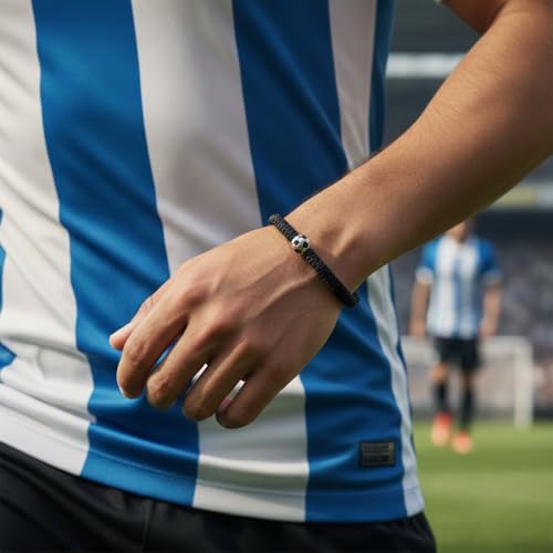 LAMIBEE Adjustable Braided Soccer Football Bracelet, Sport Jewelry Gift with Team Colors and Inspiration Card, Football Accessories for Fans Players Men Women (Black) - Thumbnail 6