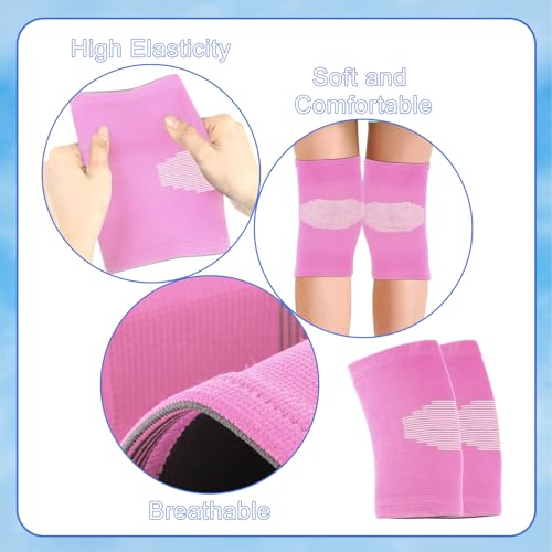 Skylety 2 Pairs Kids Knee Sleeve Kids Knee Brace Children Support Compression Child Sleeve Pads for Basketball, Volleyball, Sports, Gymnastics(Small,Pink, Purple)