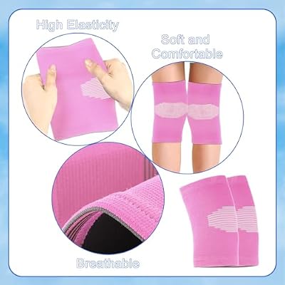 Skylety 2 Pairs Kids Knee Sleeve Kids Knee Brace Children Support Compression Child Sleeve Pads for Basketball, Volleyball, Sports, Gymnastics(Small,Black, Pink)