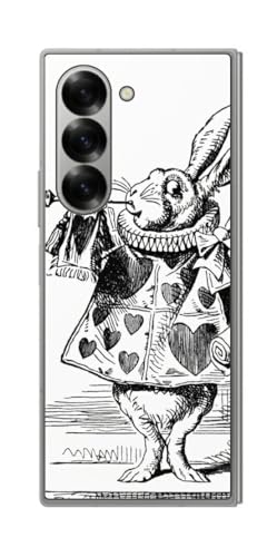 ClearView サムスン Galaxy Z Fold6用 プリント 背面 保護 フィルム 日本製 名画シリーズ ジョン・テニエル (John Tenniel) 白ウサギ(ラッパ)