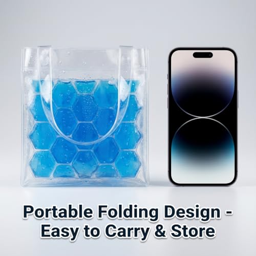 3-Pack Freezable Wine Cooler Bags with Built-in Gel Ice Packs - Portable Hexagon Wine Chiller Sleeve - Reusable Clear Folding Carrier Tote for Champagne, Beer, Picnic & Travel (orange）