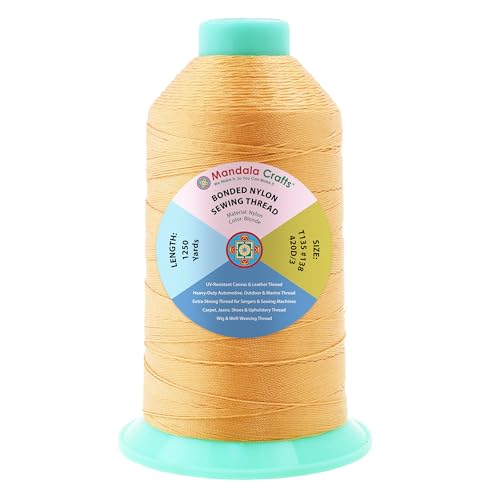 Mandala Crafts Size 138 420D T135 Blonde Bonded Nylon Thread, 1250 YDs
