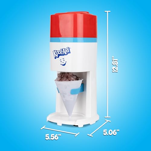 Image of Kool-Aid Shave Ice and Snow Cone Machine, Multi-Use Ice Shaver for Frozen Treats, Slushies, Snow Cones, and More - Reusable Cup and Ice Mold, Stainless Steel Blades - Red, White, & Blue