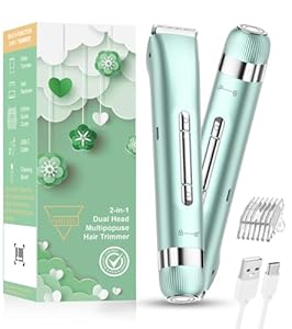Bikini Trimmer Women, 2-in-1 Electric Lady Shavers for Women,Smooth & Flawless Facial Hair Remover & Eletric Shaver for Face, Bikini Line, Body & Legs, Waterproof, USB Rechargeable, Ideal Beauty Gift