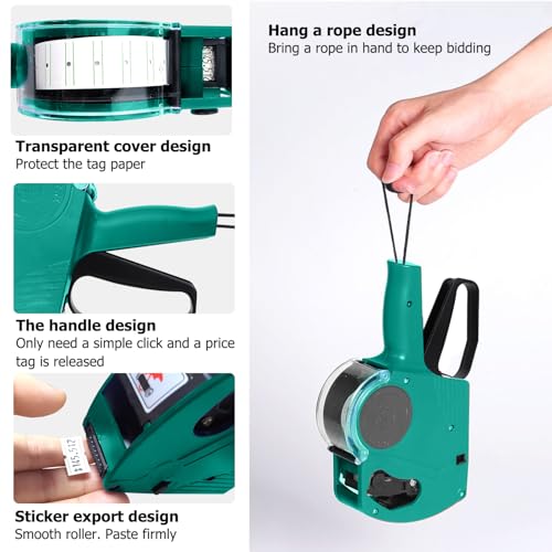 image for Hommtina MX-5500 8 Digits Price Tag Gun with 5000 White Sticker Labels