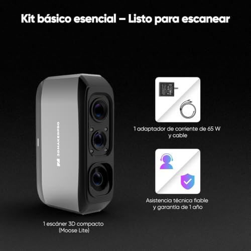 Miniatura 6 de Escáner 3d Para Impresión 3d, Escáner De Modelos 3d Portátil Con Precisión De Alto Detalle De 0,05 Mm, Velocidad De Escaneo De 10 Fps, Lentes Antivibración, Paquete Estándar Moose Lite