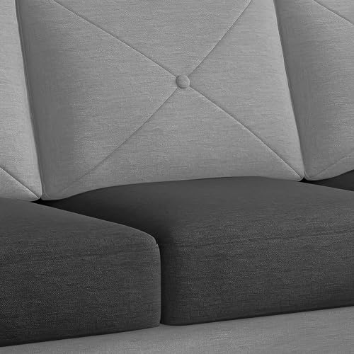 Image of Baloney RHS 4 Seater L Shape Sofa Set for Living Room (Black Grey Fabric) Premium Fabric Sofa