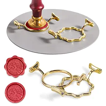 Yelsky Wax Seal Kit with 1 Inch Wax Stamp - 2 Metal Seal Molds with Round Flower Shape, Silicone Mat for Wedding Invitations, Gift Wrapping, Envelopes, Cards & Wine Packaging