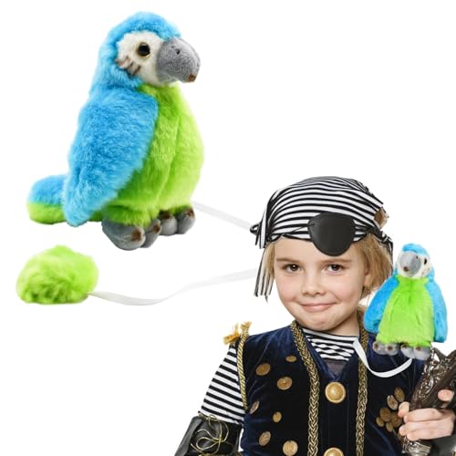 Pirate Parrot Plush Shoulder Magnet Stuffed Pirate Party Costume Accessories Animal Toys Cute Plushies for Kids Magnetic Blue