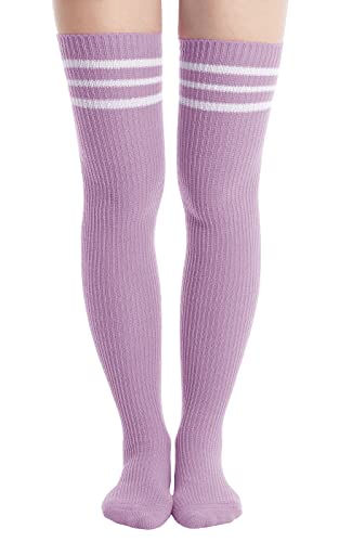 Image of Abodhu Womens Thigh High Socks, Over Knee Socks for Women, Striped Knit Long Tall Stockings, Cosplay Casual Socks