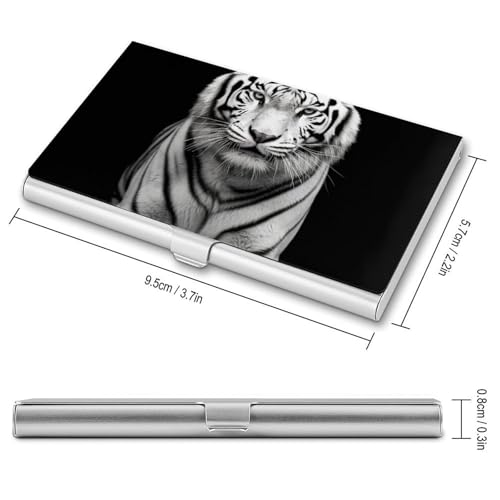 Metal Business Card Holder Ultra Slim - Black And White Tiger Professional Aluminum Alloy Card Case with Magnetic Closure, Compact ID Credit Card Organizer Wallet for Men Women2