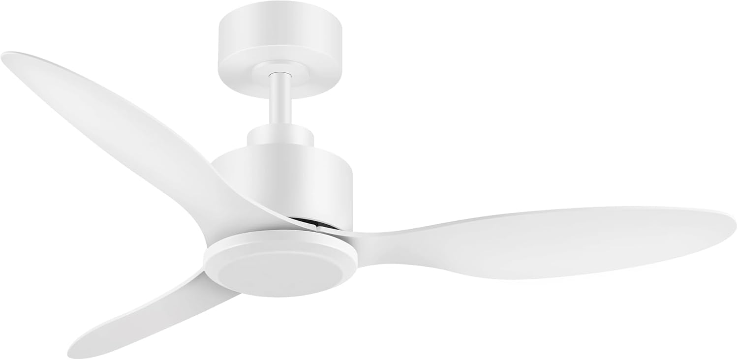 42 Inch Ceiling Fans without Lights, Outdoor Indoor Industrial Ceiling Fans Remote Control, 3-Blade, Quiet Reversible DC Motor, 6-Speed, Down Rod Mount Ceiling Fan for Home Kitchen