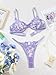 Lilosy Sexy Cute Underwire Push Up Strappy Heart Embroidered Mesh Sheer Lingerie Set for Women Bachelorette See Through Bra and Panty 2 Piece Light Purple Medium