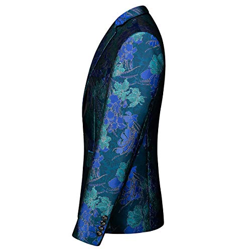 YOUTHUP Mens Slim Fit Blazer Single Breasted 1 Button Embroidery Suit Jacket Floral Tuxedo Jackets