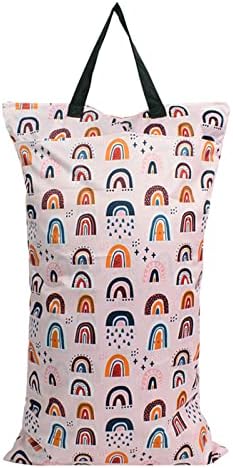 MHwan Wet Bag, Nappy Pouch, Waterproof Double Zip Pocket Hanging Wet Dry Bag, Washable and Reusable, Suitable for Baby Diapers, Fitness, Beach, Pool(Pink)