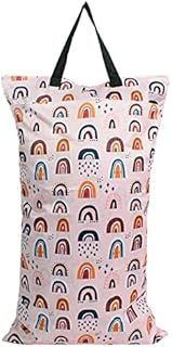 MHwan Wet Bag, Nappy Pouch, Waterproof Double Zip Pocket Hanging Wet Dry Bag, Washable and Reusable, Suitable for Baby Diapers, Fitness, Beach, Pool(Pink)