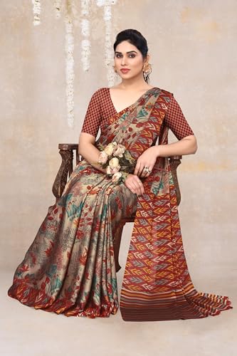 Image of MIRCHI FASHION Saree for Woman Chiffon Floral Printed | Breathable Lightweight Summer Sari for Office and Home Use with Blouse Piece (Available in 20 Colors)